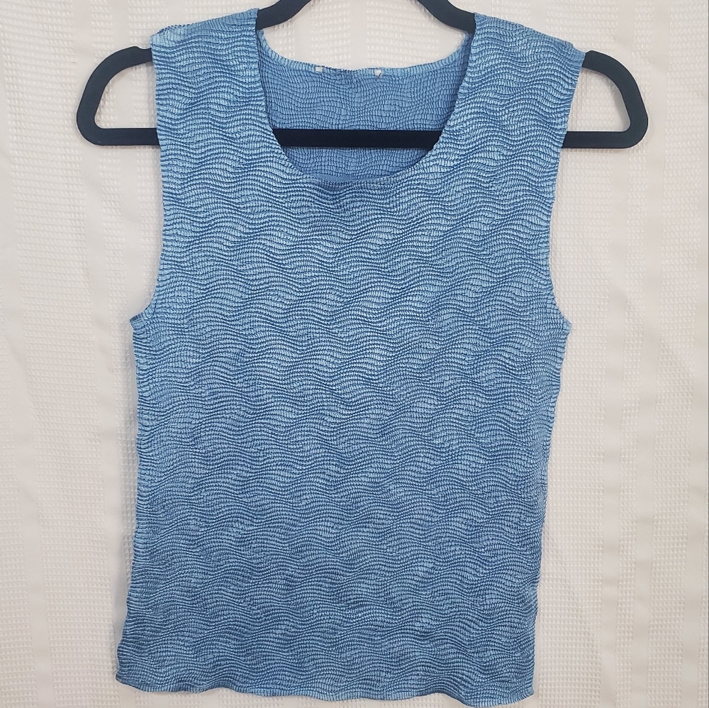 VINTAGE Sleeveless Top Crepe Stretchy Textured Size S/M